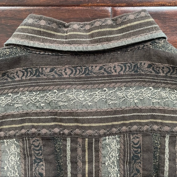 Chocolate Brown Western Style Button Down Shirt Size Large Athletic Fit by 4YOU - Picture 5 of 6